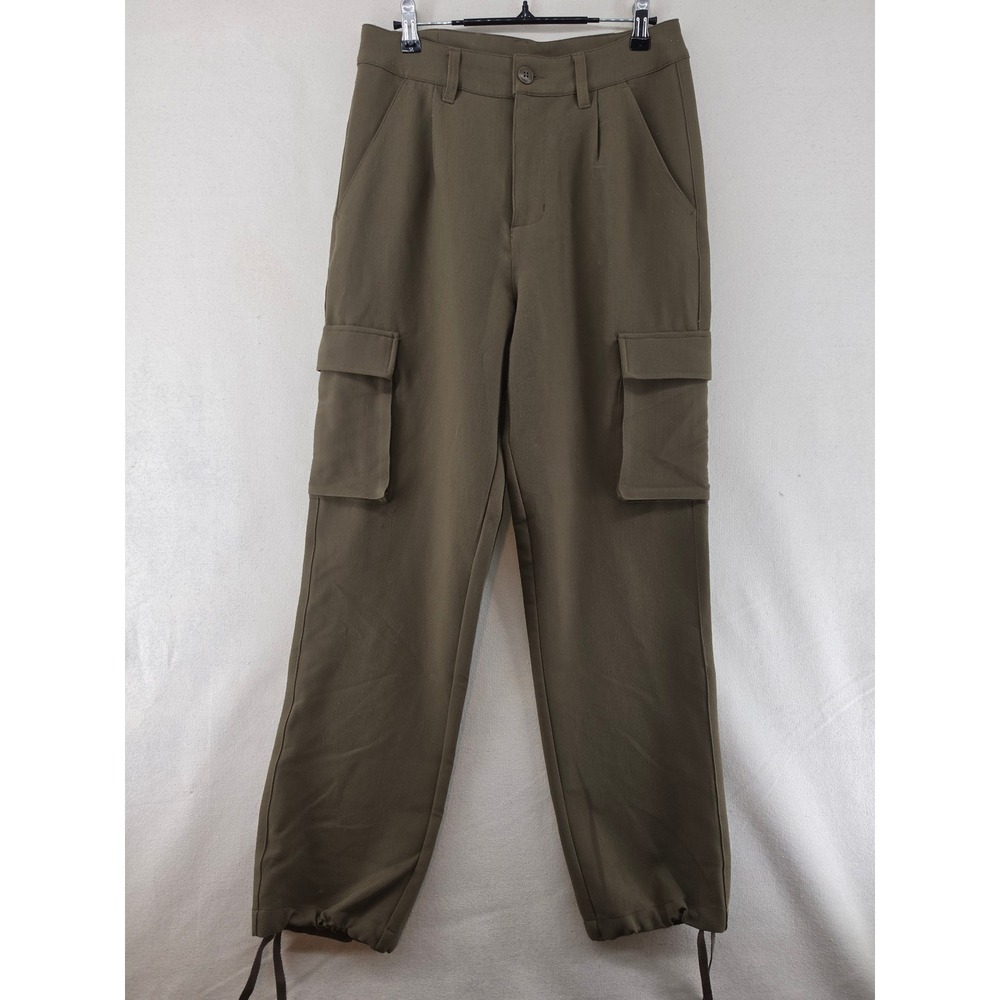 BYLT Premium Basics Womens Cargo Pants Olive Green Stretch Utility Trousers M